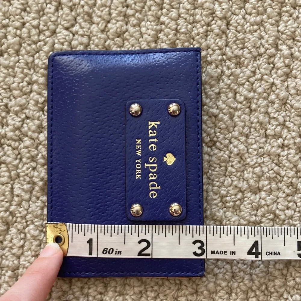 Kate Spade Cardholder Wallet Leather Navy Blue Tan Like New Small Colorblock
